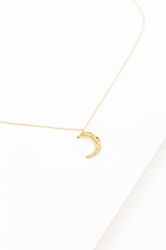 Crescent Moon Hammered Necklace