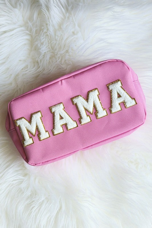 Mama Varsity Letter Patch Cosmetic Makeup Bag