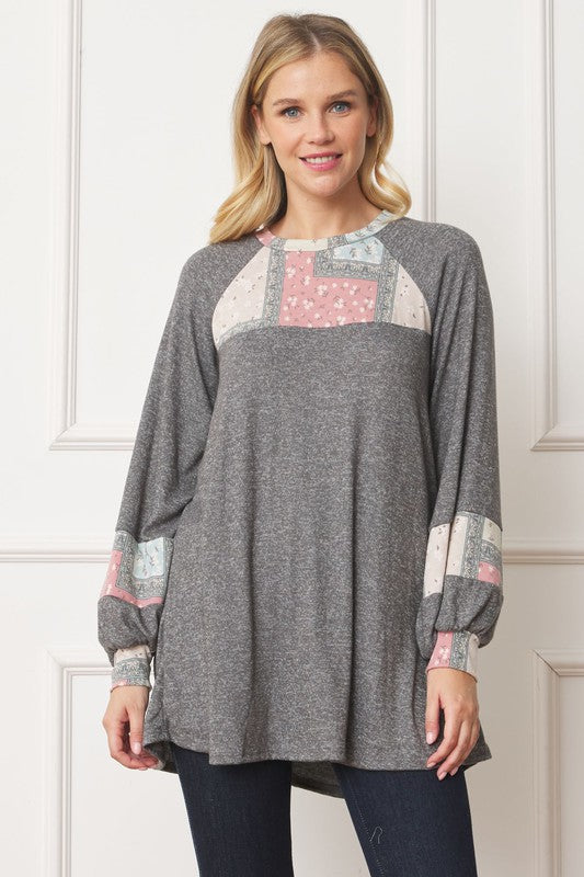 Patchwork Panel Accent A-Line Tunic