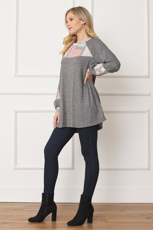 Patchwork Panel Accent A-Line Tunic
