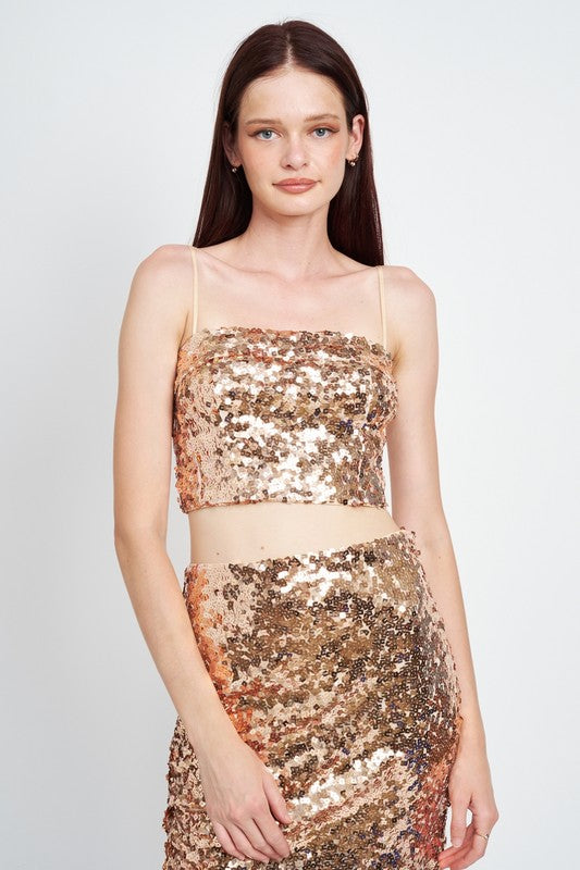 SEQUIN RECHED TUBE TOP