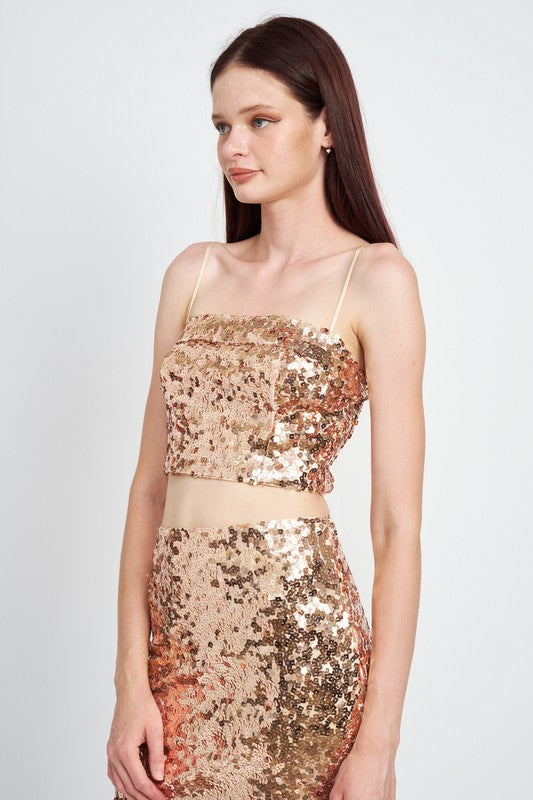 SEQUIN RECHED TUBE TOP