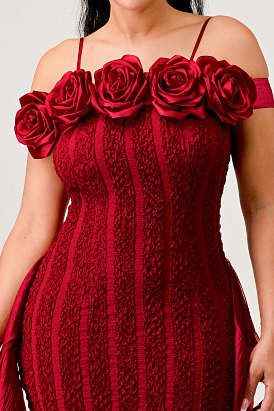 Enchanting Rose Off-Shoulder Dress