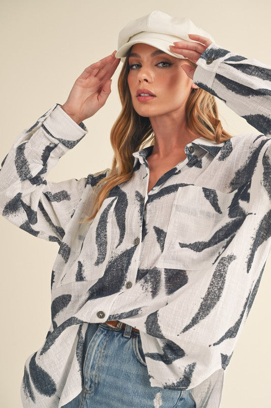 Elodie Printed Button Up Shirt