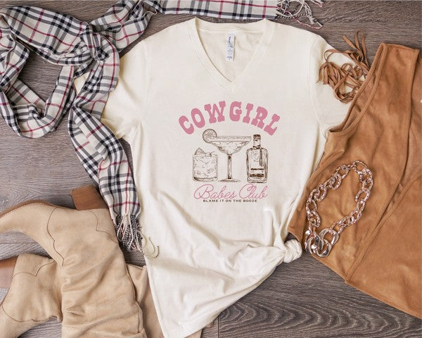 V-Neck Cowgirl Babe Club Graphic Tee