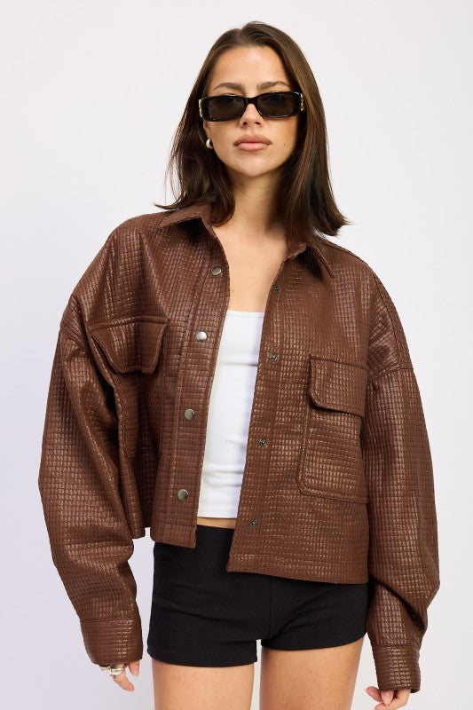ジャケット・アウター The Barnnet Patine Cropped EcoFur Jacket ジャケット・アウター The Barnnet Patine Cropped EcoFur Jacket