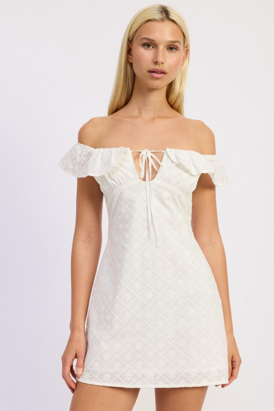 green emerald velvet dress Lissy White Mini Dress - US 14 main image 0