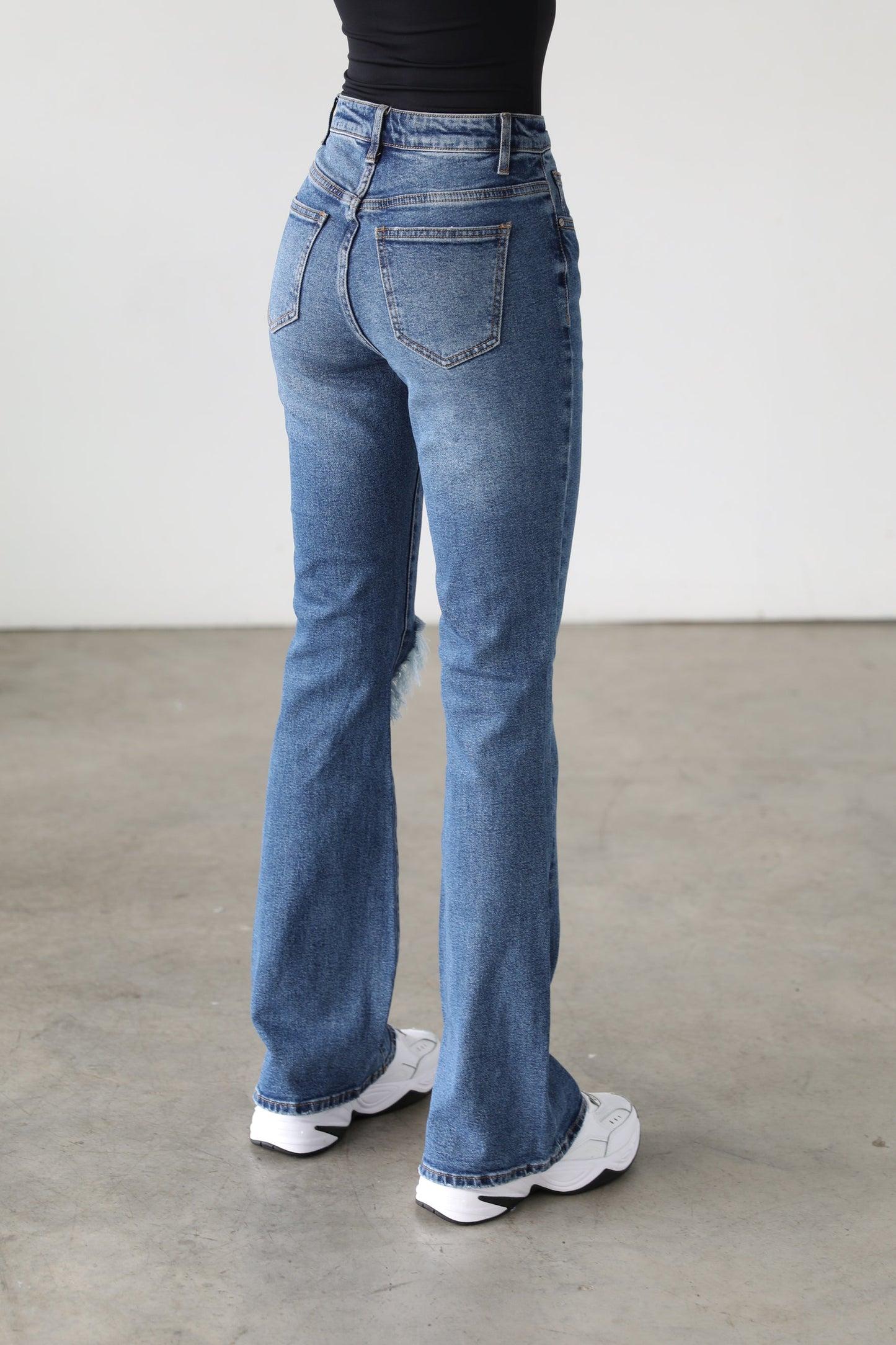 High Rise Flare Leg Denim Jeans -7101- Dark