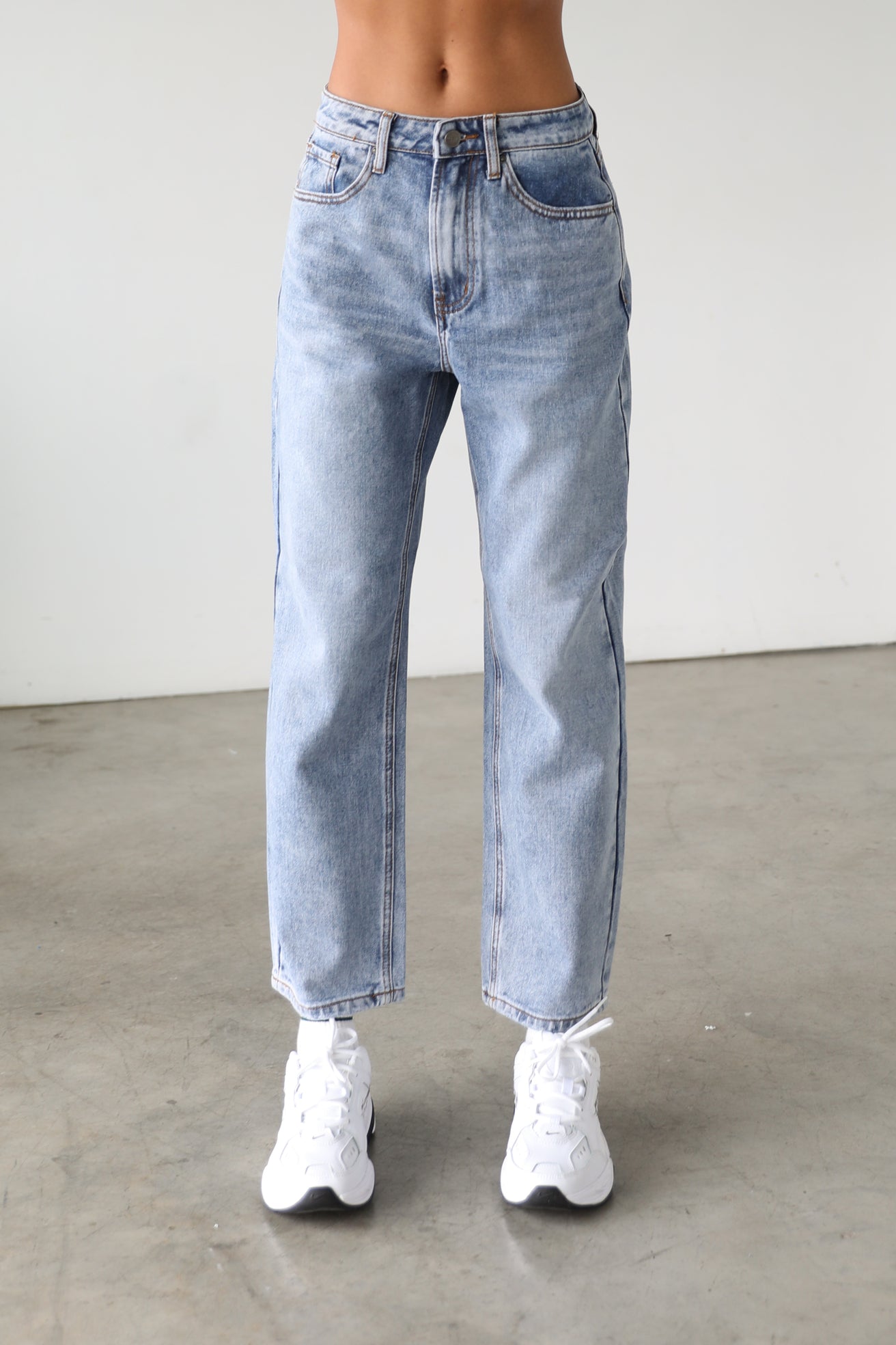 High Rise Straight Crop Denim Jeans - 7141