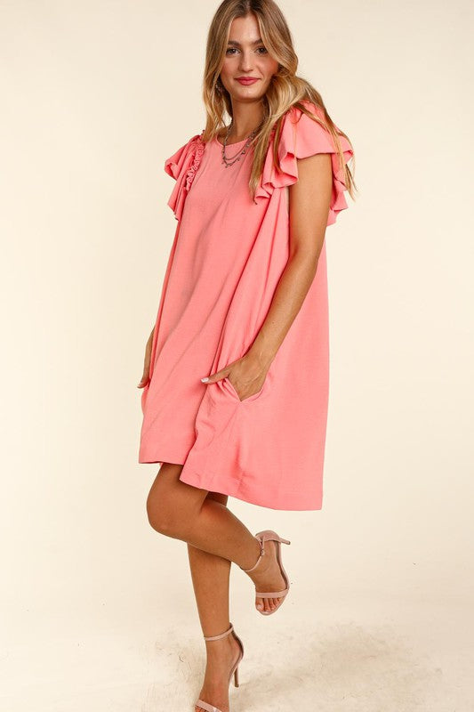 PLUS SOLD WOVEN DRESS WITH SIDE POCKETS