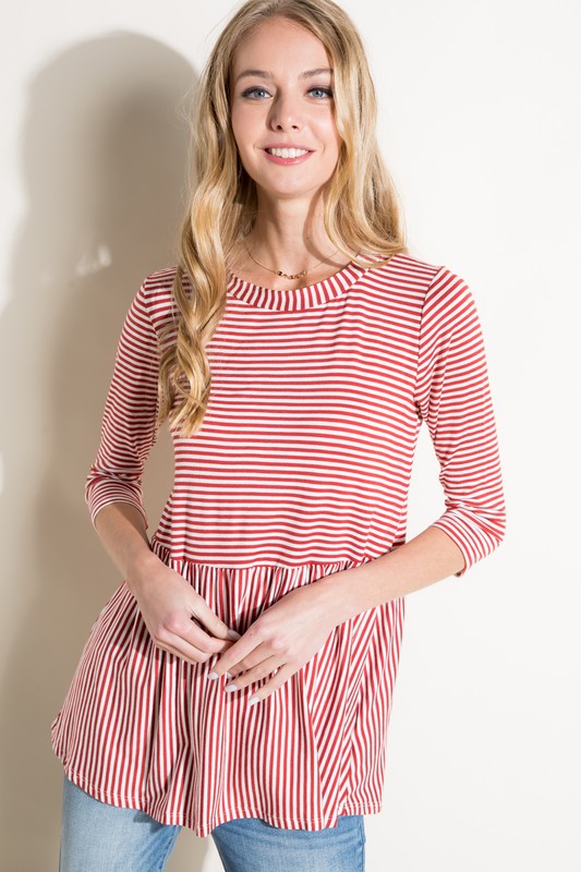 PIN STRIPE TUNIC BABYDOLL TOP