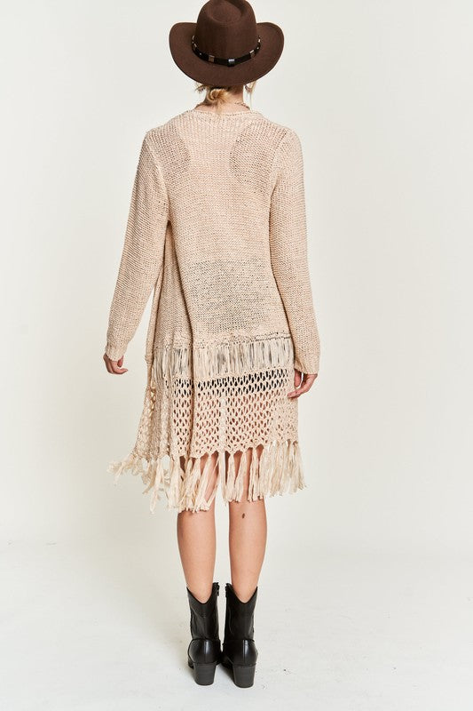 FRINGE KNIT CARDIGAN PLUS