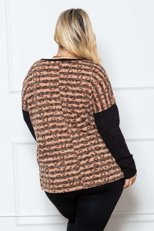 STRIPED ANIMAL PRINT LONG SLEEVE