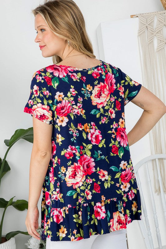 ALLOVER FLORAL PRINT BABYDOLL TOP