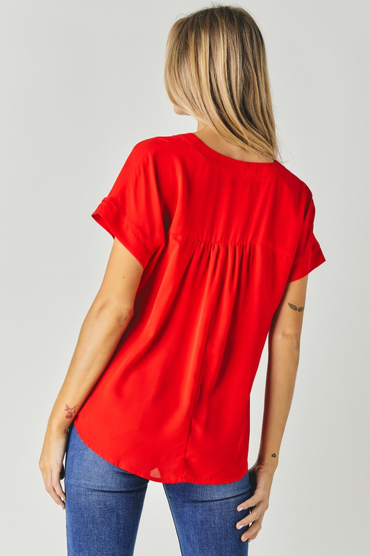 V-Neck Dolman Sleeve Solid Basic Top