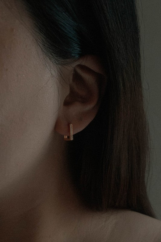 Stone Square Hoop Earrings