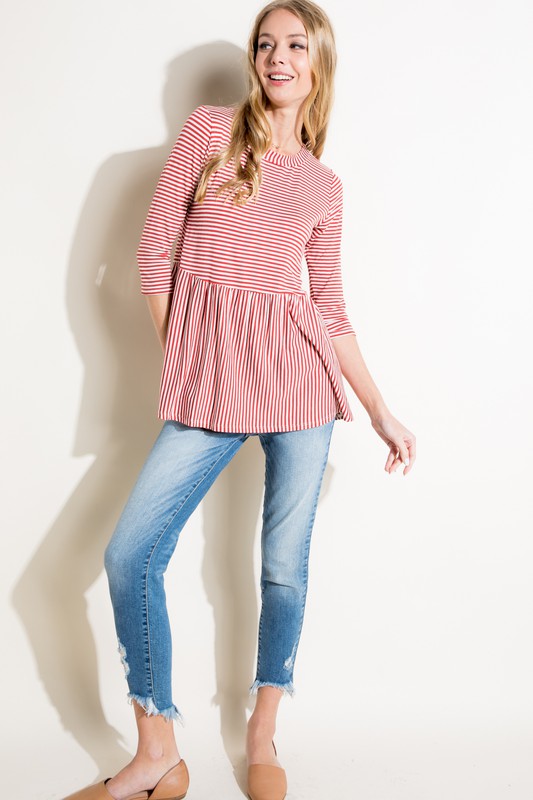 PIN STRIPE TUNIC BABYDOLL TOP