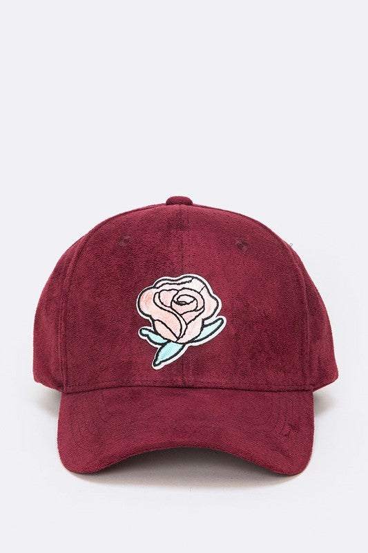 Rose Patch Suede Cap