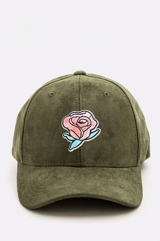 Rose Patch Suede Cap