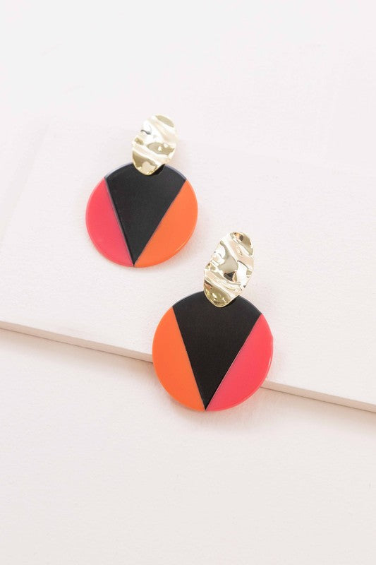 Color Block Drop Earrings