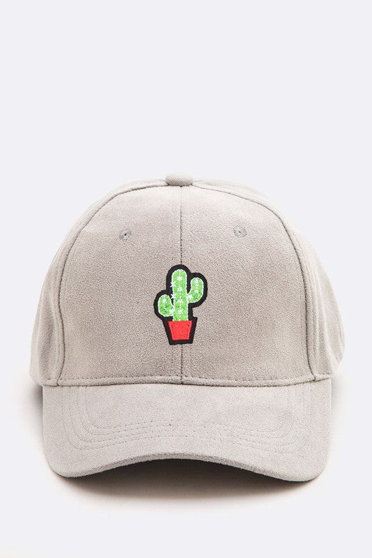 Petite Cactus Patch Suede Cap