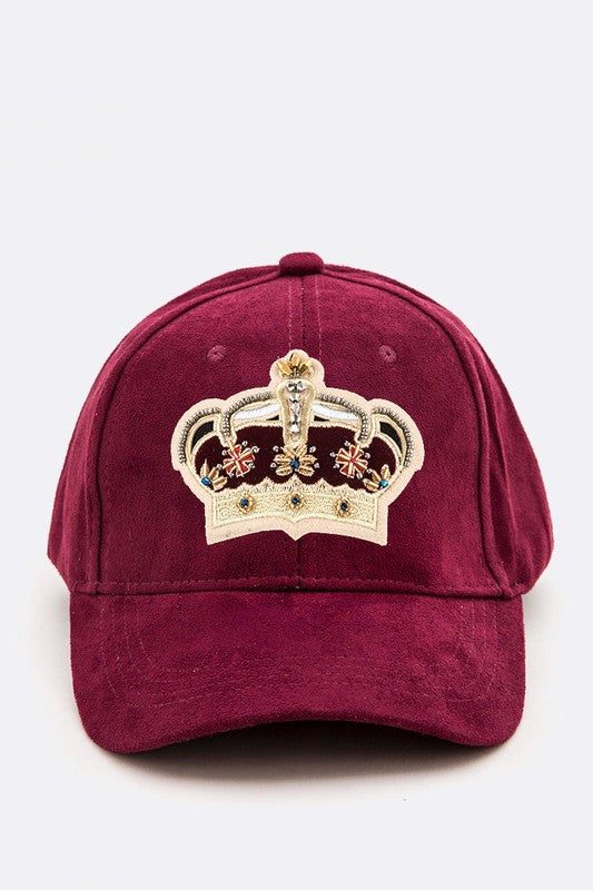 Royal Crown Patched Suede Cap