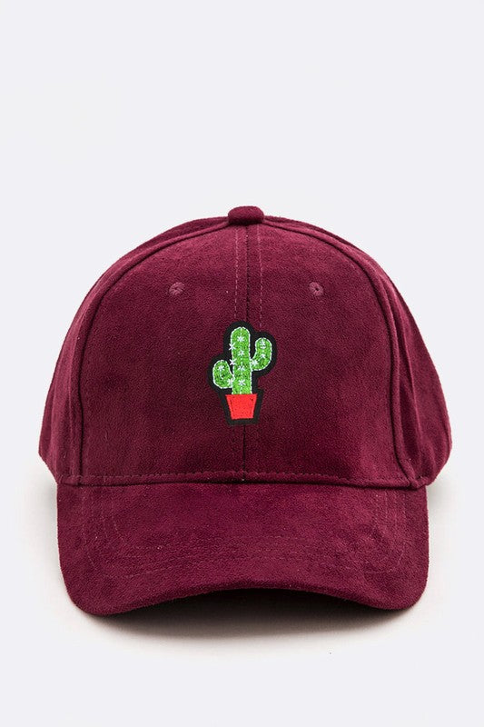 Petite Cactus Patch Suede Cap