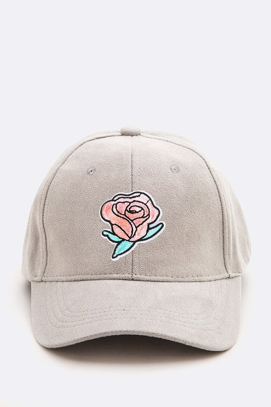 Rose Patch Suede Cap