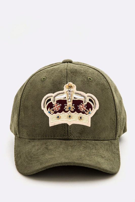 Royal Crown Patched Suede Cap