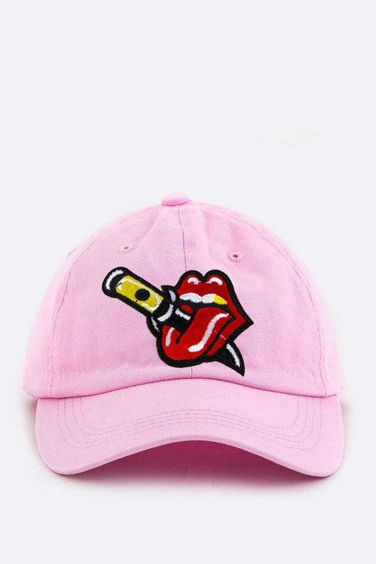 Stabbed Big Mouth Embroidery Cotton Cap