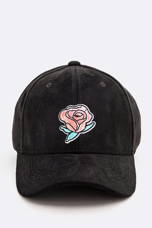 Rose Patch Suede Cap