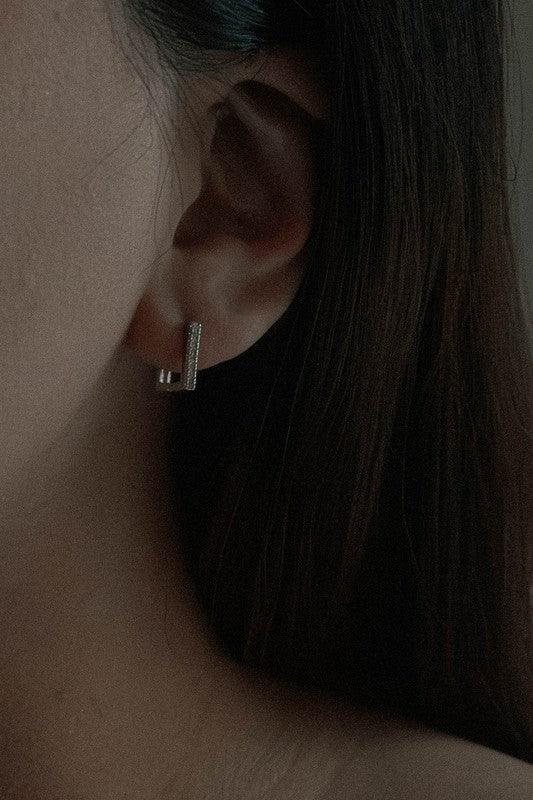 Stone Square Hoop Earrings