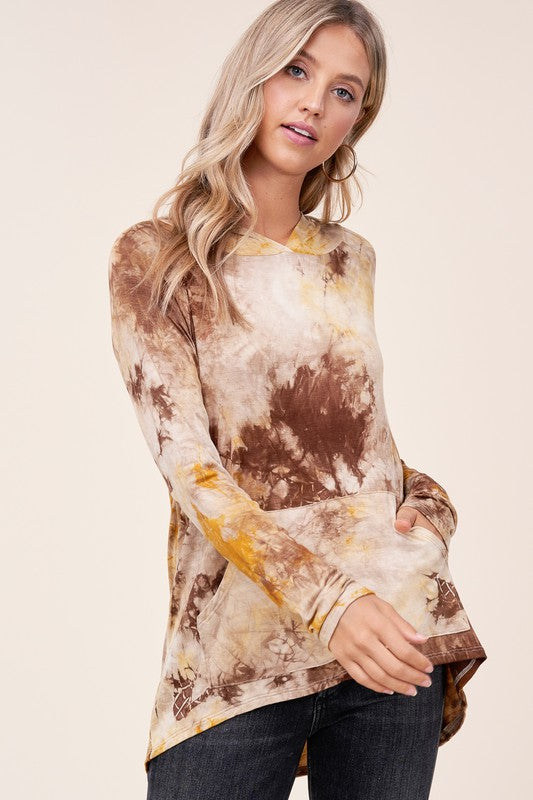 TIE DYE HOODIE HIGH LOW PLUS TOP