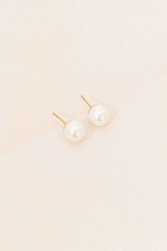 Flawless Pearl Stud Earrings- Medium 14K