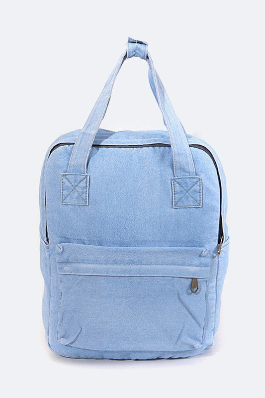 Top Handle Denim Backpack