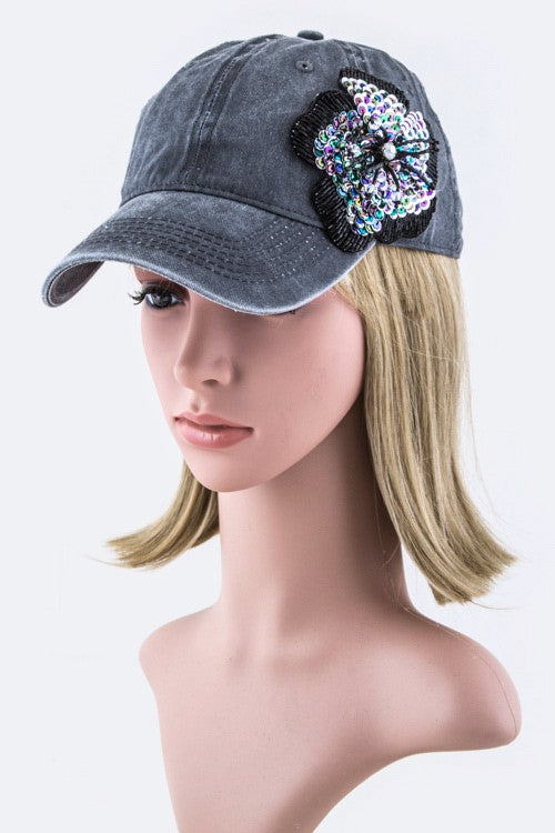 Sequins Flower Fashion Cap