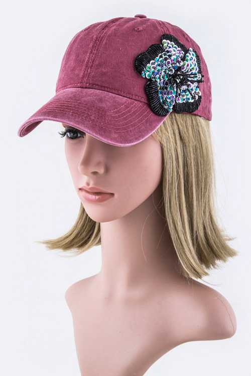 Sequins Flower Fashion Cap