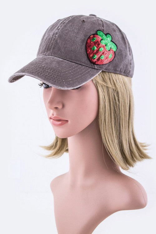 Sequins Strawberry Fashion Cap