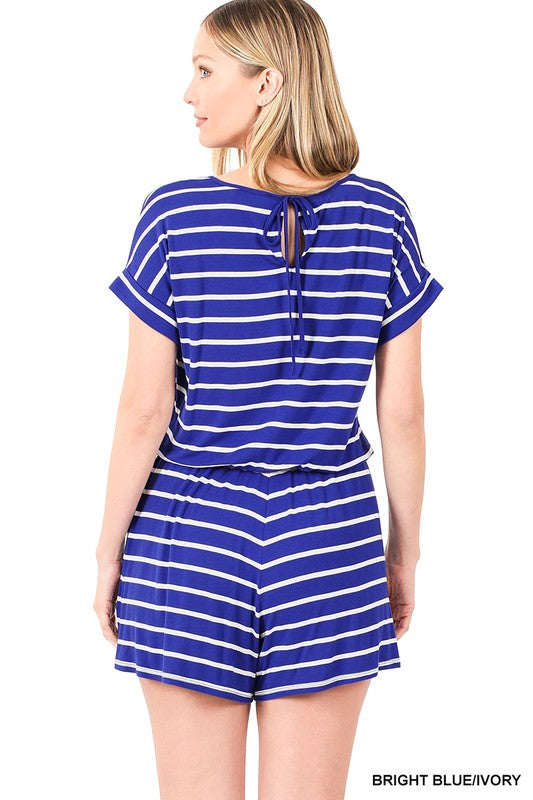 STRIPE ROMPER WITH POCKETS