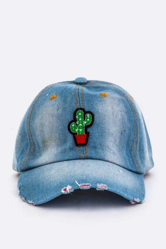 Cactus Patch Denim Cap