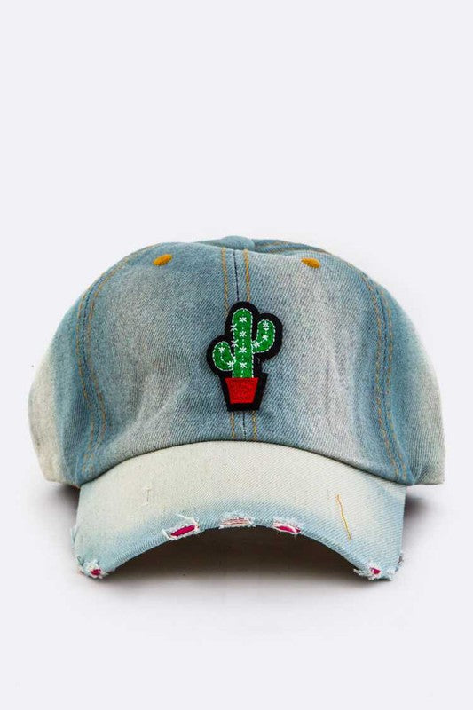 Cactus Patch Denim Cap