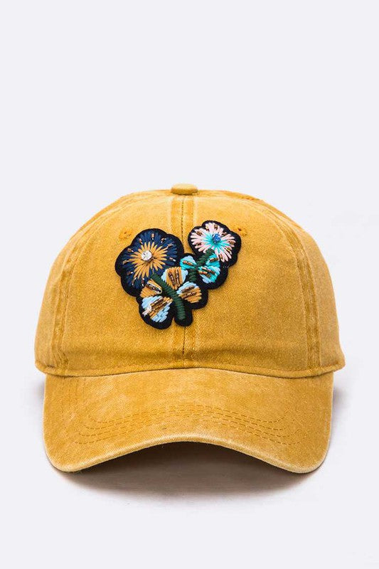 Embroidered Flower Vintage Cotton Cap