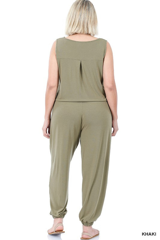 PLUS SLEEVELESS JOGGER JUMPSUIT