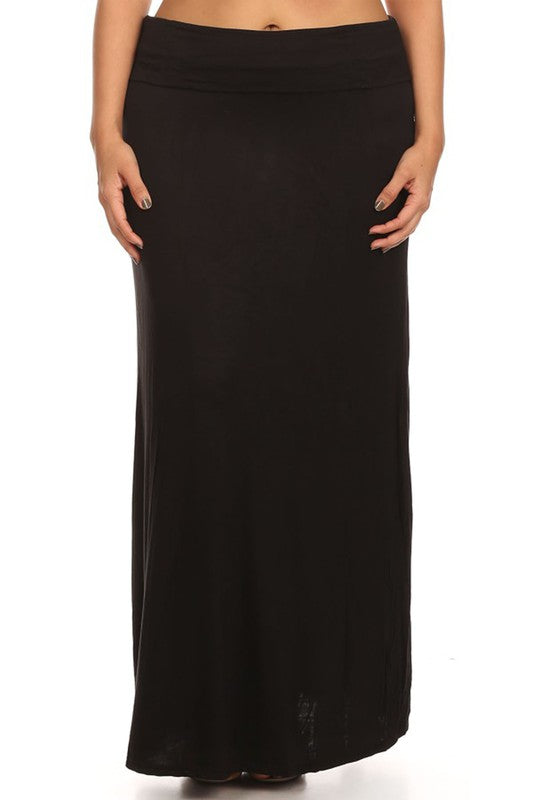 Plus size Solid high waisted a-line maxi skirt