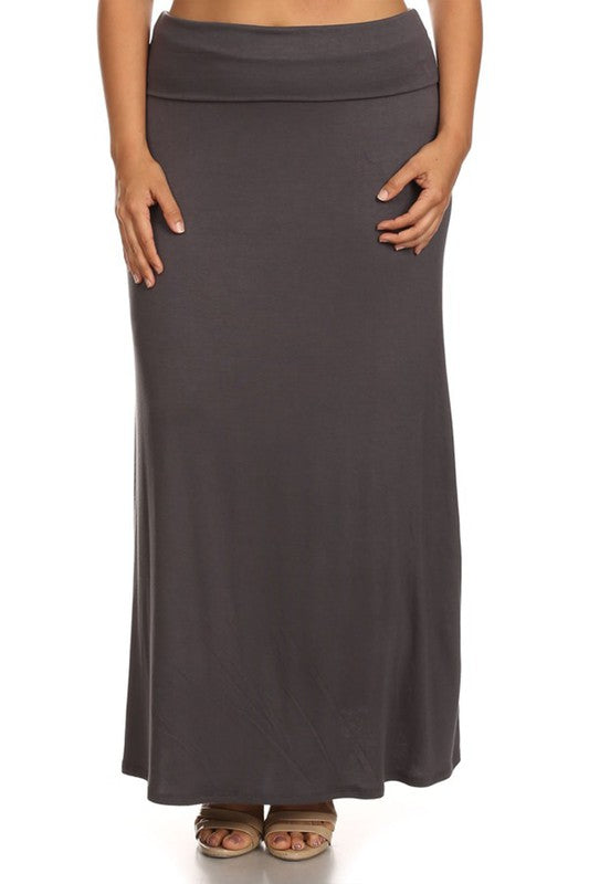 Plus size Solid high waisted a-line maxi skirt