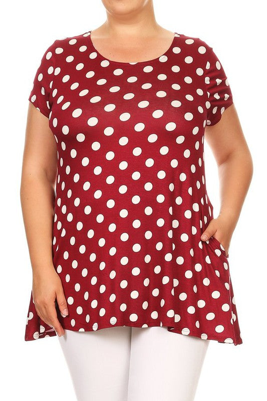 Plus size Polka dot tunic top in a loose fit