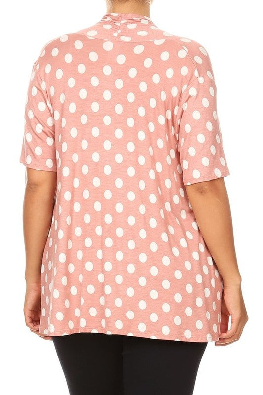 Polka dot Open Front Short sleeve cardigan