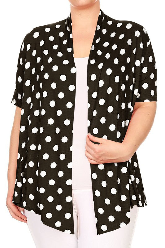 Polka dot Open Front Short sleeve cardigan