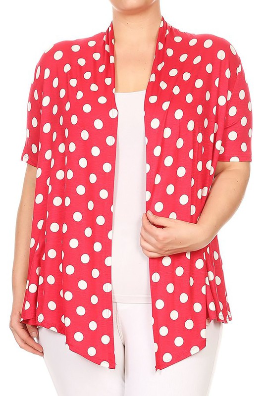 Polka dot Open Front Short sleeve cardigan