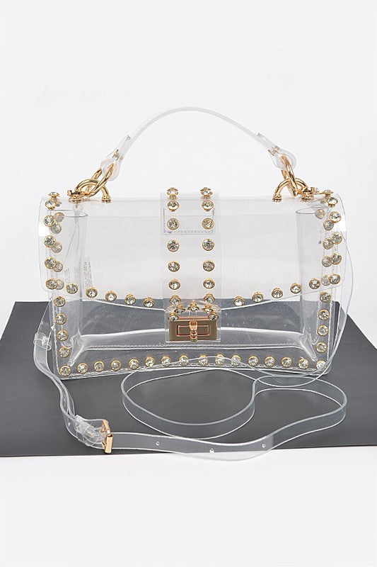 Crystal Accent Clear Crossbody Swing Bag